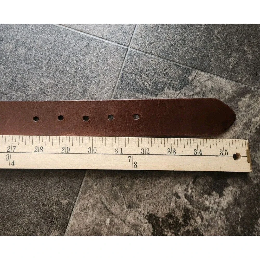 Men's Brown Genuine Leather Casual Dress Belt w/ Silver Tone Buckle 28-32 32in S